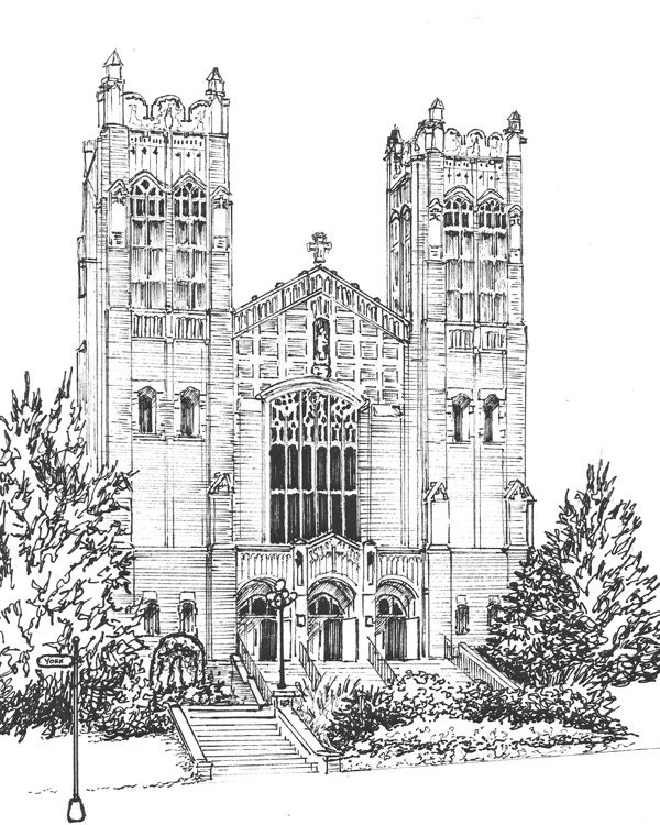 Wedding Venue Portrait, Custom drawing in ink, personalized sketch, wedding note card