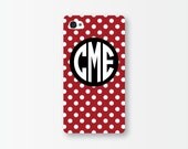 iPhone 5 or 4/4s Case - Custom Gameday Crimson & Black Dot, Monogrammed