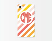 Monogrammed iPhone 5 or 4/4s Case - Pink Striped