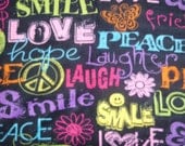 Medium Size Child/Teen Peace and Love Neon no sew fleece blanket with your choice of back Back (60" x 72") Double Sided Blankets