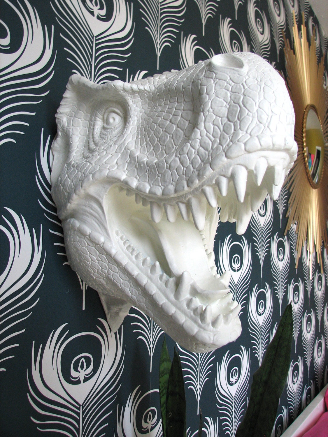 RESERVED 4 DEBORA R Faux Taxidermy T Rex Dinosaur Head Wall Mount: Toby the T Rex