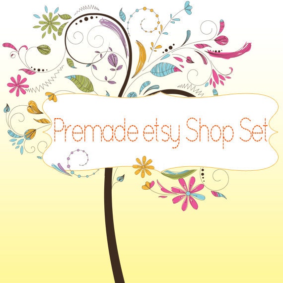 Premade Etsy Shop Banner Avatar Image Set - Swirl Tree
