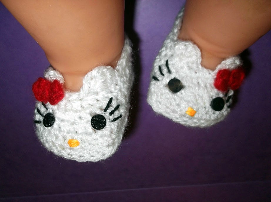 Miss Kitty  Baby Booties CROCHET PATTERN (b5) (PDF file),