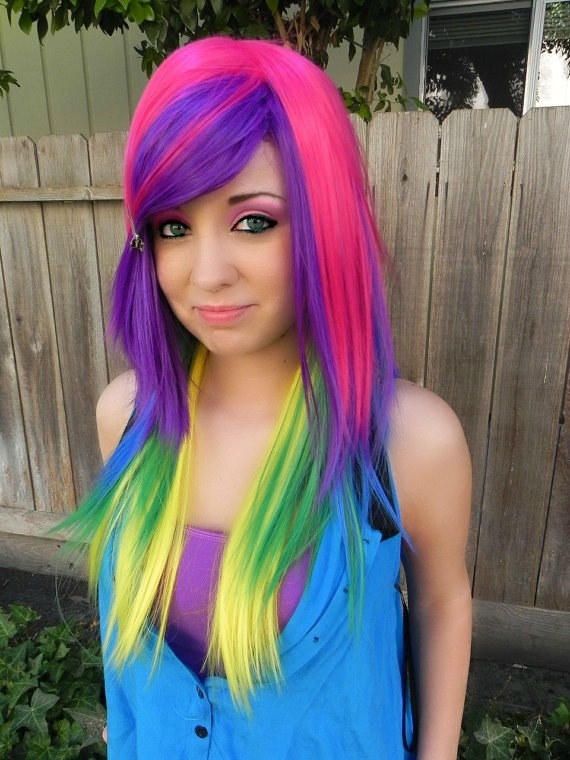 ON SALE Tropical Breeze / Neon Rainbow / Long Straight Layered Wig
