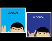 Spock Logical & Illogical - Two Original 8.5"x8.5" Star Trek art prints
