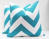 Turquoise Pillow covers. decorative throw pillows.16x16 pillow cover.printed fabric on front and back