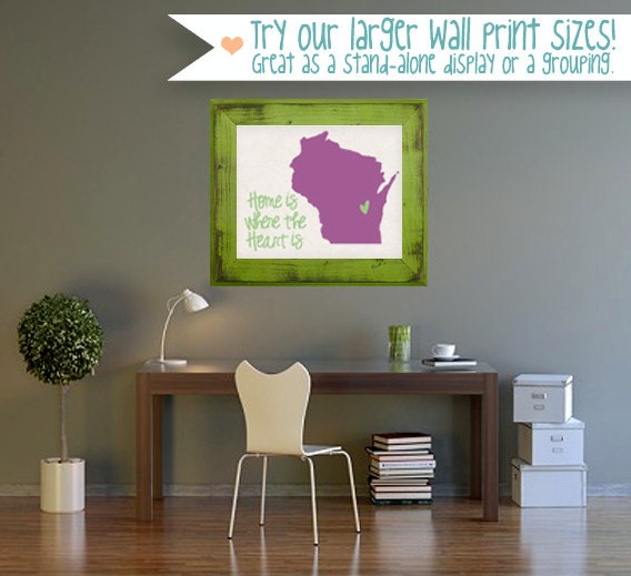 Minnesota State Art Print - 8x10 Illustration Home Decor Print - Home Is Where The Heart Is