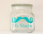My Stache - SUPER MINI - Mustache Money Jar - Curly Handlebar Moustache - Teal, Turquoise,  Aqua