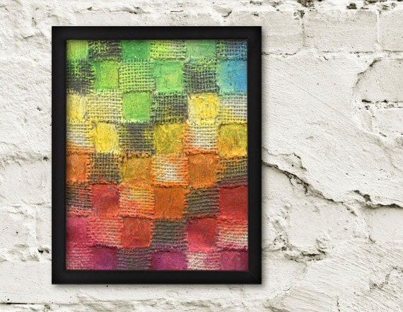 Whimsical Fine Art Print, Checkered Rainbow Wall Art, Contemporary Art, Colorful Art, 8x10 Prints, Abstract, Limited Edition Giclee Print