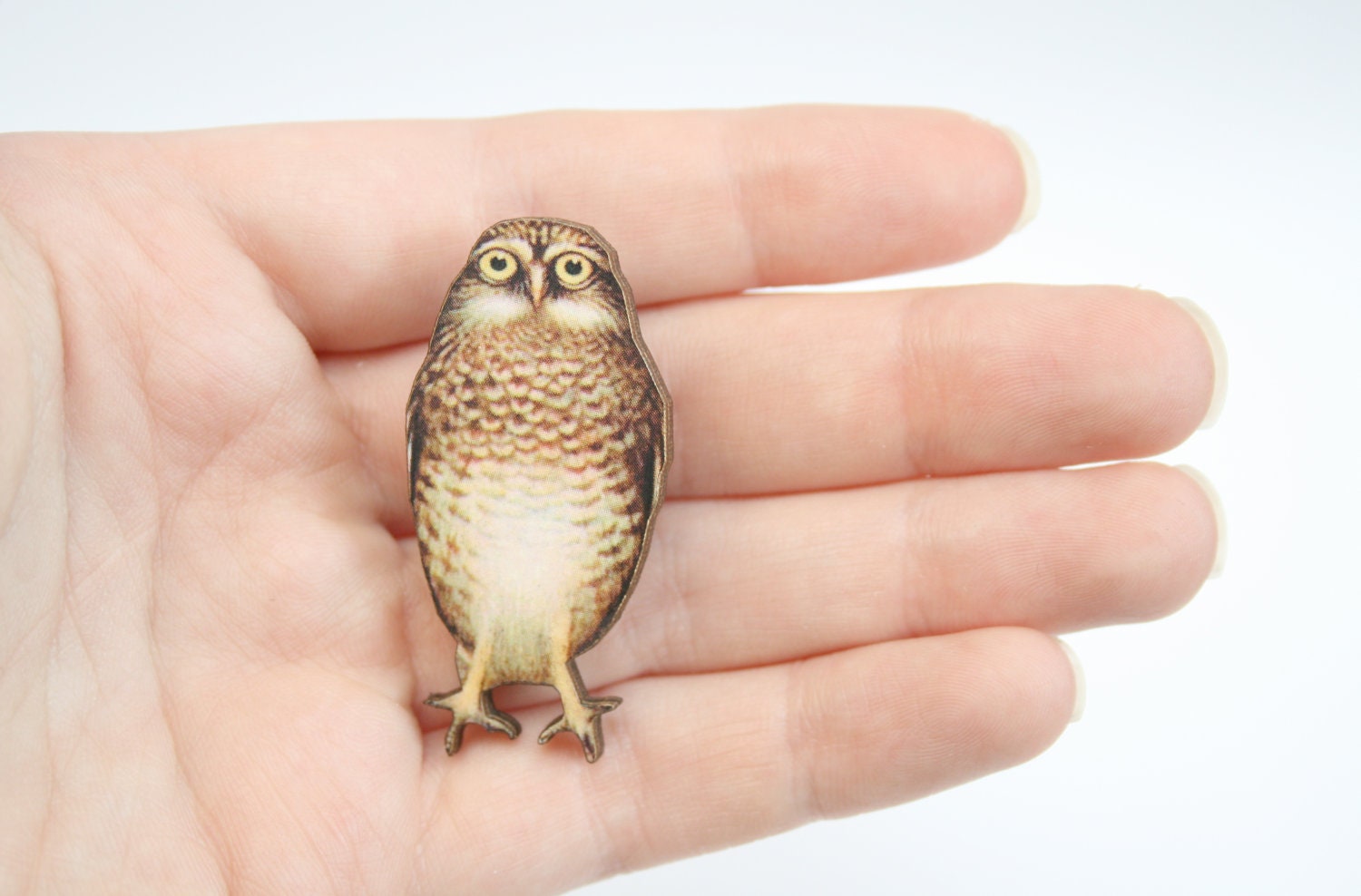 Owl Wooden Brooch
