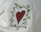 Embroidered Heart and Frame Microfiber Hair Turban - Towel