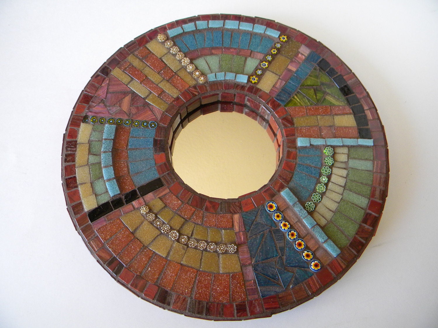 Eclectic Round Mosaic Mirror - Original Art