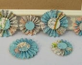 Upcycled Map - Paper Rosettes - Set of 6 Embellishments