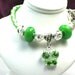 Green Gemstone Bracelet Green Butterfly Charm Bracelet Green Gemstone and White Leather Ch Green Crystal Butterfly Charm