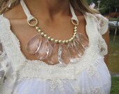 Statement Bib Necklace with Crystal Teardrops and Any Color Glass Pearls
