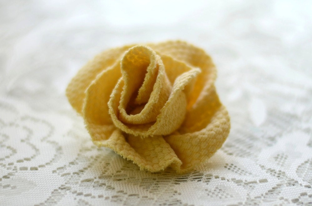 eco friendly easter--butter yellow fabric flower hair clip