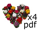 Spring Flower Pots Crochet Pattern for ALL 4 different flowerpots