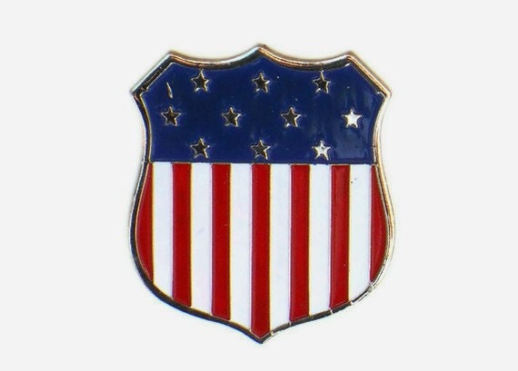 American Flag Pin - American Flag Shield Lapel or Tie Pin - Patriotic Pin
