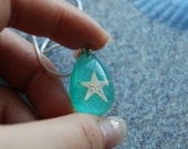 Real Starfish Necklace Aqua Turquoise Nautical Small Tear Drop Sea Beach Summer Ocean Specimen