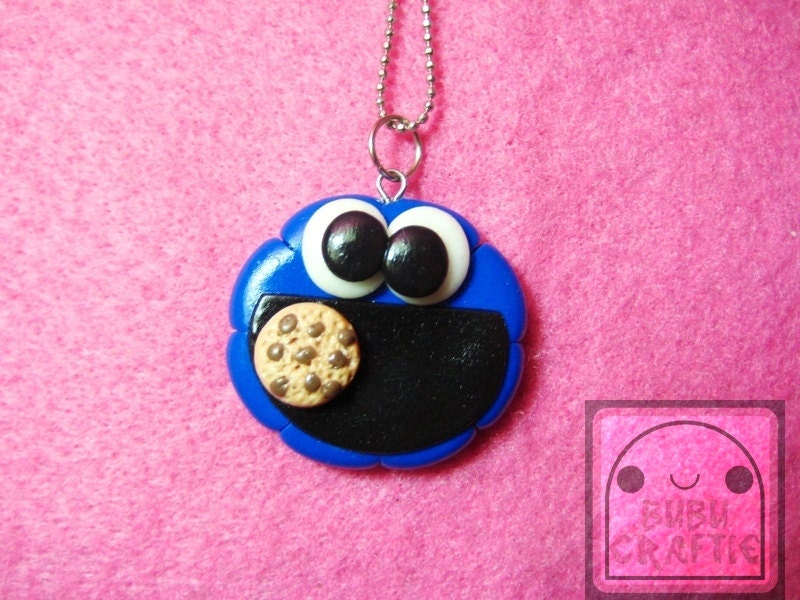 Cookie Monster Necklace Polymer Clay