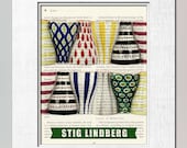 Stig Lindberg Kitchen art vases Print on salvaged page book art print for kitchen