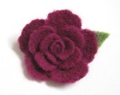Deep Pink Rose Needle Felted Brooch