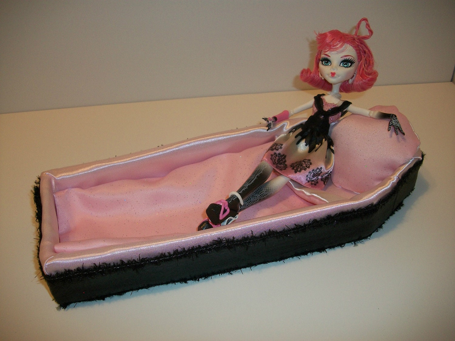 Furniture for Monster High Dolls Handmade Coffin Shaped Bed for C.A. Cupid