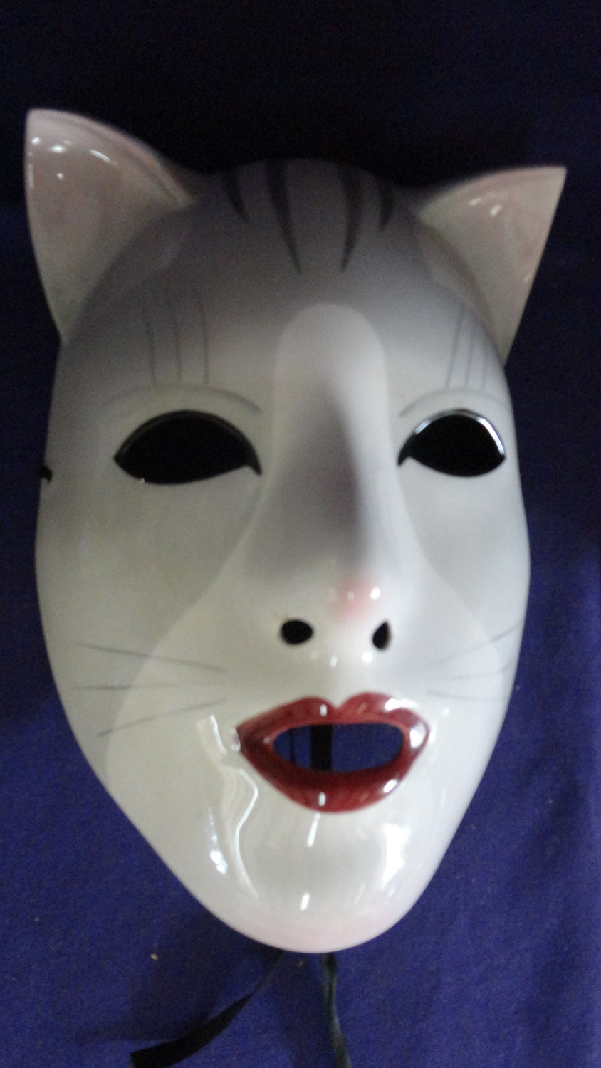 Vintage 1983 White Cat Mask By Designer -Pelzman Designs