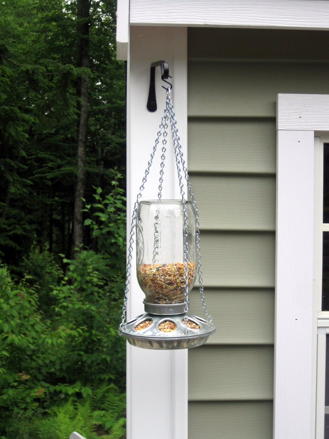 Mason Jar Bird Feeder - Ball Jar Upcycled Garden decor