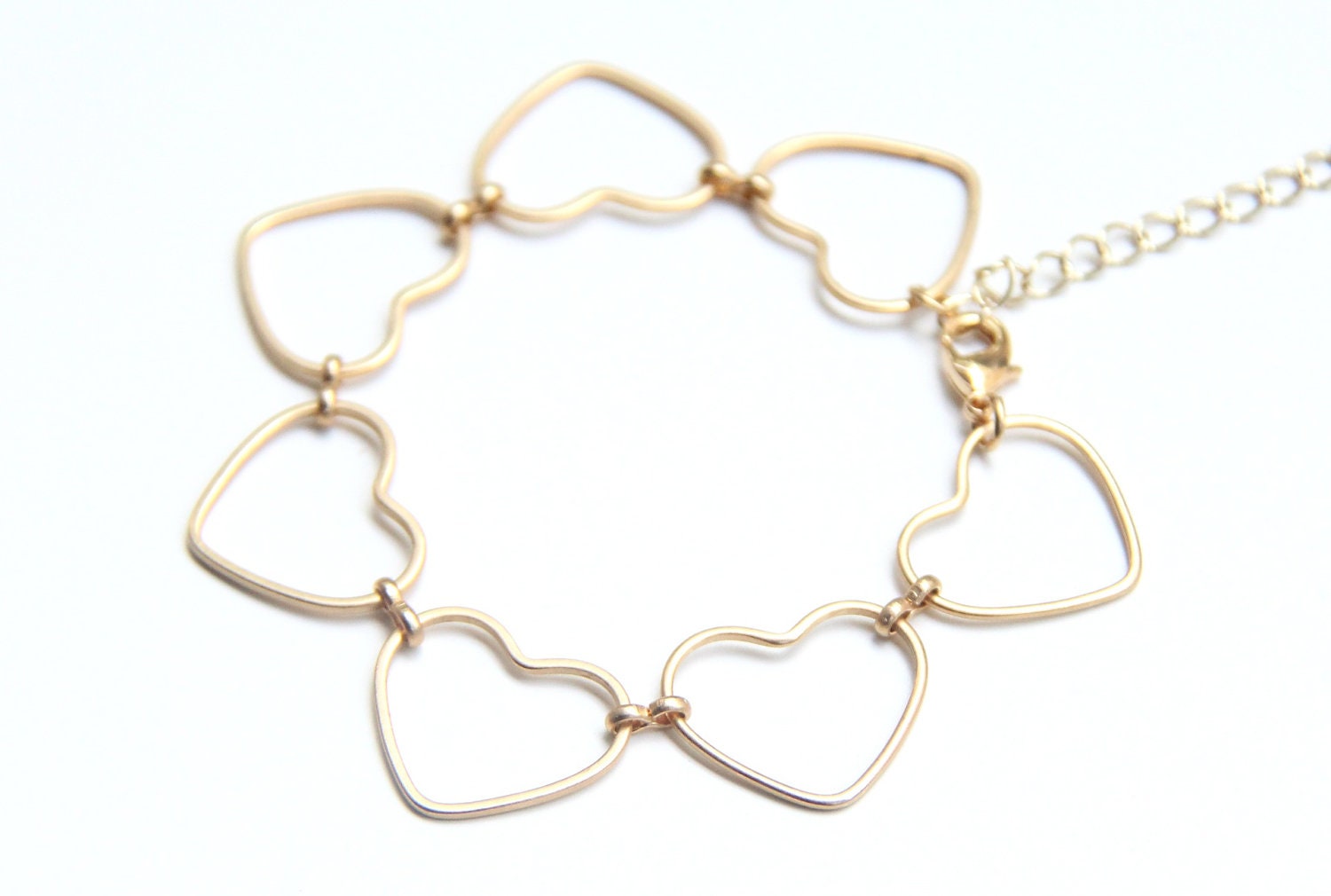 Gold Hearts chain Bracelet - 24k gold plated