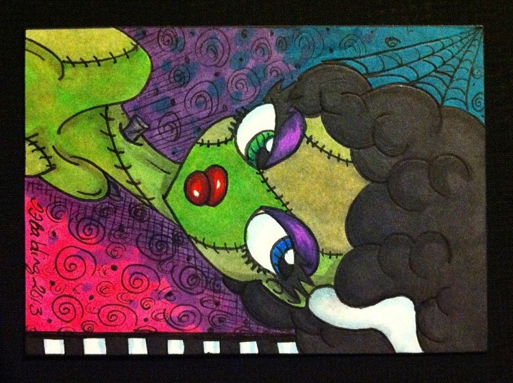 Original ACEO: Whimsical Bride of Frankenstein