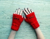 red mittens with studs - red studded fingerless mittens