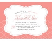 Bridal Shower Invitation / Baby Shower Invitation - Pink Coral Yellow