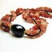 Multi strand statement necklace Black onyx necklace Rust peach gemstone necklace Gemstone jewelry Multistrand beaded jewelry