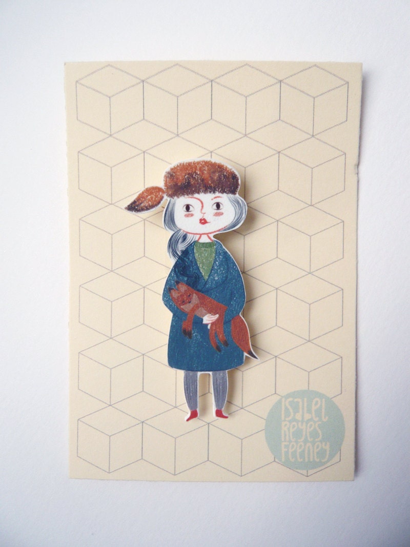 Fox Brooch - Shrink Plastic Brooch -