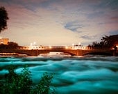 Bridge Over Troubled Water, Dramatic Niagara Photograph, Niagara River, 8x10 or 8x12, Turquoise and French Roast Brown