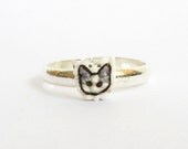 Grey cat cross stitch ring, gifts under 10, gifts for cat lovers