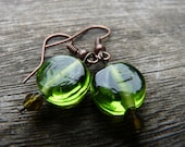 Upcycled Lucious Green Glass Earrings