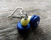 Bright Blue with Yellow Recycled Earrings