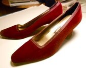 Vintage Red Velvet Heels by Nina Size 8.5