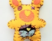 Felt Toy, Plush Toy, Yellow Bear with Fabric Patches and Button, Felt Toy, TaraBear, Animal, Gift for Children, Christmas Gift