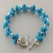 Turquoise Howlite Sterling Silver Bead Bracelet, Sterling Silver Leaf Clasp