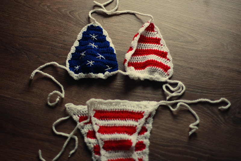 AMERICAN FLAG Crochet Bikini 4th of July / Stars and Stripes Americano
