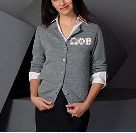 Sorority Women's Jewel Neck Cardigan with Greek Letters