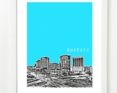 Norfolk Virginia Art - City Skyline Poster - Virginia State Love Poster - VERSION 1
