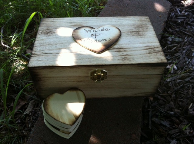 Wood Guest Book Box Rustic Wedding Decor Medium Size - Word of Wisdom for the Bride & Groom - Personalized