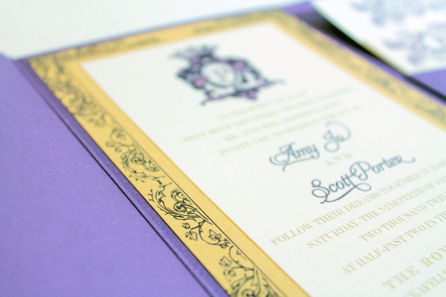 Royal Filigree Flourish Elegant Wedding Invitation Pocket Fold - DEPOSIT LISTING Il_170x135