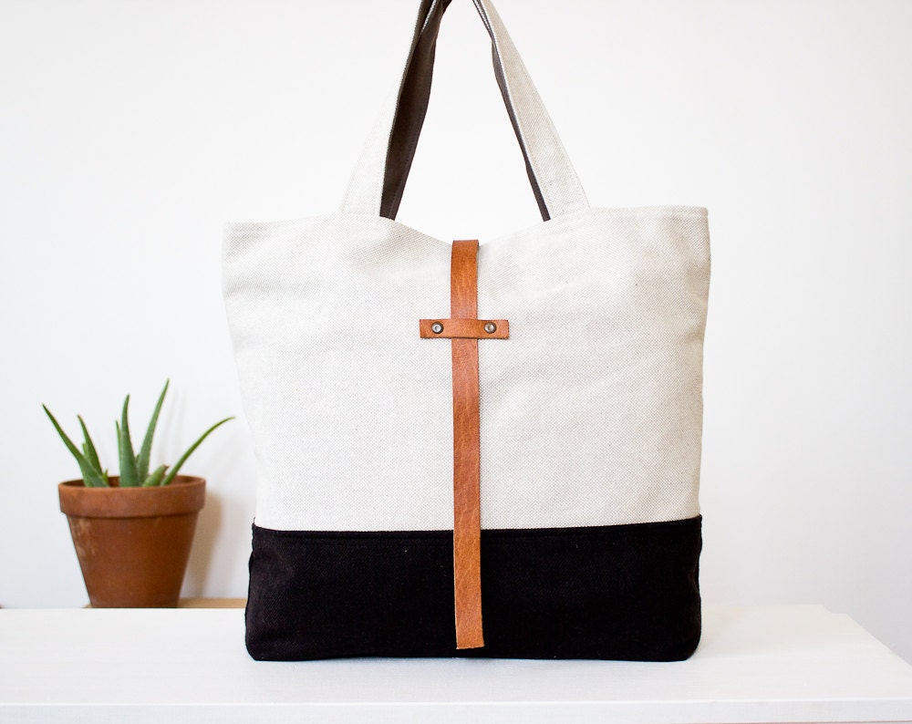 Tote bag, cotton and wool