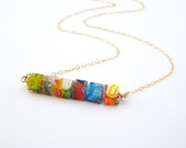 Necklace Minimalist Coloful Bar on a 14k Gold Chain - LaurenRoseJewlers
