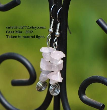 Rose Quartz Crystal Chips Earrings